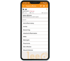 Smartphone die een ziekteregistratie in de app toont.
