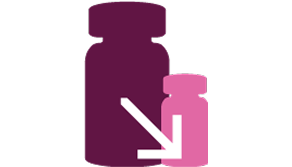 Icoon van twee vaccinflesjes met een pijl die naar rechtsonder wijst.